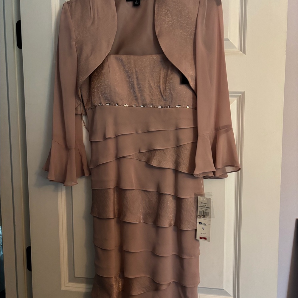 Elegant Mauve Layered Dress with Jacket